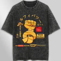 One piece tee shirt - Vintage t shirt Luffy loose tops tees - Unisex streetwear graphic tees Dark Gray