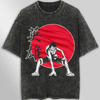 One piece tee shirt - Vintage t shirt Luffy loose tops tees - Unisex streetwear graphic tees Dark Gray
