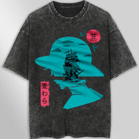 One piece tee shirt - Vintage t shirt Luffy loose tops tees - Unisex streetwear graphic tees Dark Gray