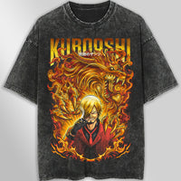 One piece tee shirt - Vintage t shirt Sanji loose tops tees - Unisex streetwear graphic tees Dark Gray