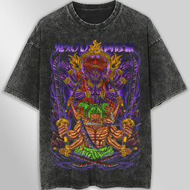 One piece tee shirt - Vintage t shirt Zoro graphic tees - Streetwear unisex gray t shirt Dark Gray