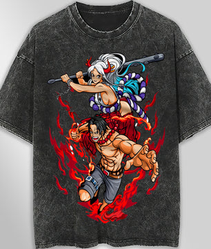 One piece tee shirt - Yamato graphic tees vintage t shirt - Streetwear unisex gray t shirt - Lusy Store LLC