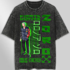 One piece tee shirt - Zoro graphic tees vintage t shirt - Streetwear unisex gray t shirt Dark Gray
