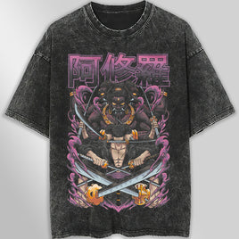 One piece tee shirt - Zoro graphic tees vintage t shirt - Streetwear unisex gray t shirt Dark Gray