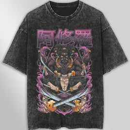 One piece tee shirt - Zoro graphic tees vintage t shirt - Streetwear unisex gray t shirt - Lusy Store LLC
