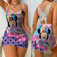 Pajama Skirt Bow Knot Party Dresses Satin Surface Minnie Mouse Womens Fashion Elegant Women Colorful 1