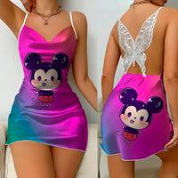 Pajama Skirt Bow Knot Party Dresses Satin Surface Minnie Mouse Womens Fashion Elegant Women Colorful 2