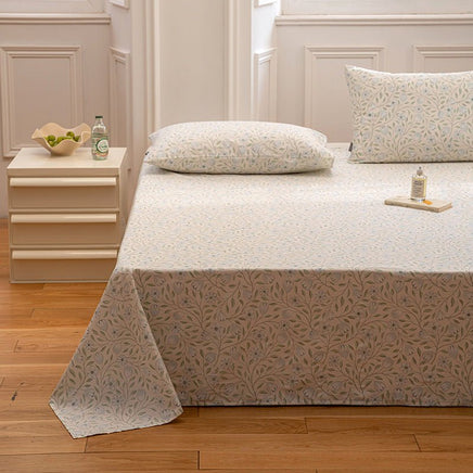 Pastoral Style Flower Printed Single Piece Cotton Bed Sheet Xia Yu Green
