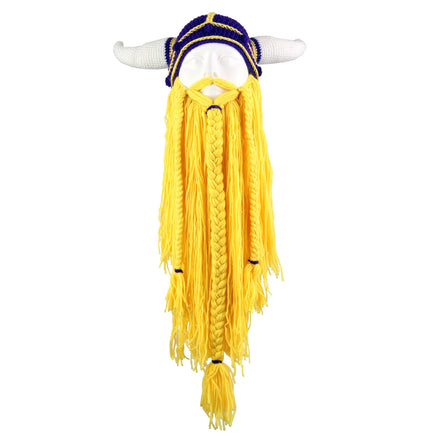 Personalized Long Beard Pointed Funny Hat for Halloween Party Purple Hat Yellow Beard L58 60cm