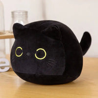 Plush Pillow Round Black Cat Black