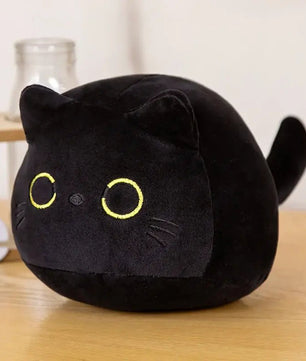 Plush Pillow Round Black Cat - Lusy Store LLC