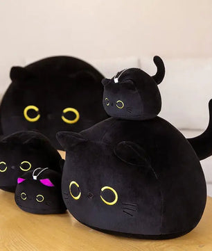 Plush Pillow Round Black Cat - Lusy Store LLC