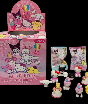 Pokemon Anime Hello Kitty Crayon Pikachu Figure Diy Cartoon Pencil Eraser 32pcs/Set Stationery Kids Gift - Lusy Store LLC