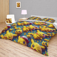 Pokemon Bedding 3D Cute and Funny Pikachu Bed Linen For Bedroom - Bedding Set & Quilt Set - Lusy Store LLC