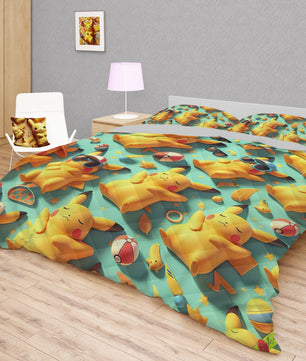 Pokemon Bedding 3D Cute Pikachu Cool Bed Linen For Bedroom - Bedding Set & Quilt Set - Lusy Store LLC