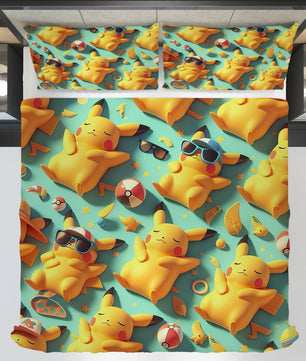 Pokemon Bedding 3D Cute Pikachu Cool Bed Linen For Bedroom - Bedding Set & Quilt Set - Lusy Store LLC