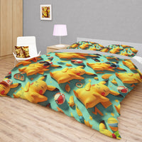 Pokemon Bedding 3D Cute Pikachu Cool Bed Linen For Bedroom - Bedding Set & Quilt Set - Lusy Store LLC