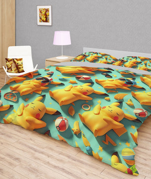 Pokemon Bedding 3D Cute Pikachu Cool Bed Linen For Bedroom - Bedding Set & Quilt Set - Lusy Store LLC