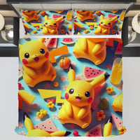 Pokemon Bedding 3D Cute Pikachu Cool Bed Linen For Bedroom - Bedding Set & Quilt Set - Lusy Store LLC