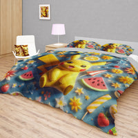 Pokemon Bedding 3D Cute Pikachu Cool Summer Bed Linen For Bedroom - Bedding Set & Quilt Set - Lusy Store LLC