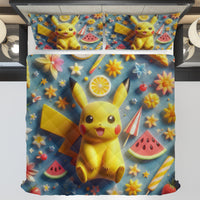 Pokemon Bedding 3D Cute Pikachu Cool Summer Bed Linen For Bedroom - Bedding Set & Quilt Set - Lusy Store LLC