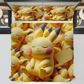 Pokemon Bedding 3D Cute Pikachu Sleep Bed Linen For Bedroom - Bedding Set & Quilt Set - Lusy Store LLC