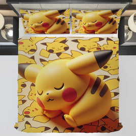 Pokemon Bedding 3D Cute Pikachu Sleep Bed Linen For Bedroom - Bedding Set & Quilt Set - Lusy Store LLC