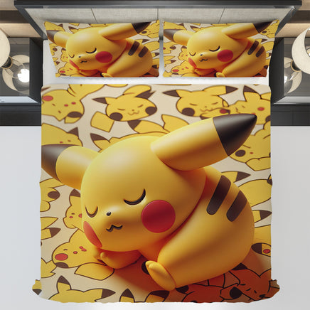 Pokemon Bedding 3D Cute Pikachu Sleep Bed Linen For Bedroom - Bedding Set & Quilt Set - Lusy Store LLC