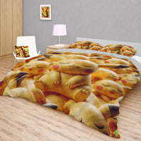 Pokemon Bedding 3D Cute Pikachu Sleep Bed Linen For Bedroom - Bedding Set & Quilt Set - Lusy Store LLC