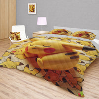 Pokemon Bedding 3D Cute Pikachu Sleep Bed Linen For Bedroom - Bedding Set & Quilt Set - Lusy Store LLC