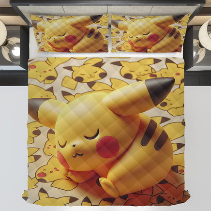 Pokemon Bedding 3D Cute Pikachu Sleep Bed Linen For Bedroom - Bedding Set & Quilt Set - Lusy Store LLC