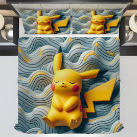 Pokemon Bedding 3D Cute Pikachu Sleep Bed Linen For Bedroom - Bedding Set & Quilt Set - Lusy Store LLC