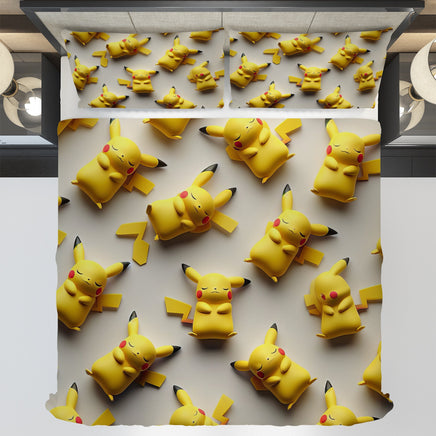 Pokemon Bedding 3D Cute Pikachu Sleep Bed Linen For Bedroom - Bedding Set & Quilt Set - Lusy Store LLC