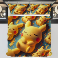 Pokemon Bedding 3D Cute Pikachu Sleep Bed Linen For Bedroom - Bedding Set & Quilt Set - Lusy Store LLC