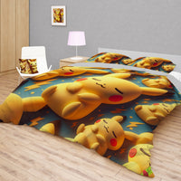 Pokemon Bedding 3D Cute Pikachu Sleep Bed Linen For Bedroom - Bedding Set & Quilt Set - Lusy Store LLC