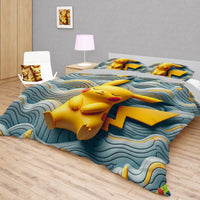 Pokemon Bedding 3D Cute Pikachu Sleep Bed Linen For Bedroom - Bedding Set & Quilt Set - Lusy Store LLC