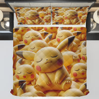 Pokemon Bedding 3D Cute Pikachu Sleep Bed Linen For Bedroom - Bedding Set & Quilt Set - Lusy Store LLC