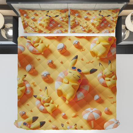 Pokemon Bedding 3D Cute Pikachu Sleep Cool Bed Linen For Bedroom - Bedding Set & Quilt Set - Lusy Store LLC