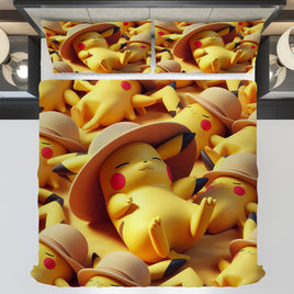 Pokemon Bedding 3D Cute Pikachu Sleep Summer Bed Linen For Bedroom - Bedding Set & Quilt Set - Lusy Store LLC