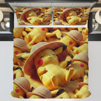 Pokemon Bedding 3D Cute Pikachu Sleep Summer Bed Linen For Bedroom - Bedding Set & Quilt Set - Lusy Store LLC