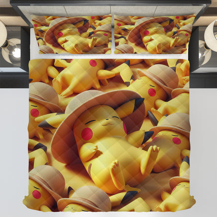Pokemon Bedding 3D Cute Pikachu Sleep Summer Bed Linen For Bedroom - Bedding Set & Quilt Set - Lusy Store LLC