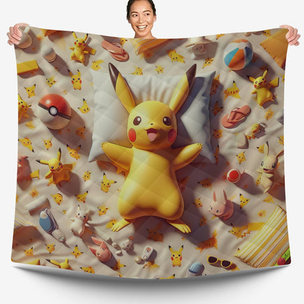 Pokemon Bedding 3D Cute Pikachu Summer Bed Linen For Bedroom - Bedding Set & Quilt Set - Lusy Store LLC