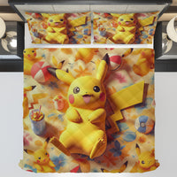 Pokemon Bedding 3D Cute Pikachu Summer Bed Linen For Bedroom - Bedding Set & Quilt Set - Lusy Store LLC