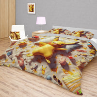 Pokemon Bedding 3D Cute Pikachu Summer Bed Linen For Bedroom - Bedding Set & Quilt Set - Lusy Store LLC