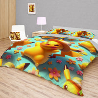 Pokemon Bedding 3D Cute Summer Pikachu Bed Linen For Bedroom - Bedding Set & Quilt Set - Lusy Store LLC