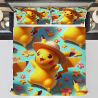 Pokemon Bedding 3D Cute Summer Pikachu Bed Linen For Bedroom - Bedding Set & Quilt Set - Lusy Store LLC