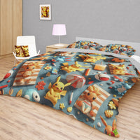 Pokemon Bedding 3D Funny Pikachu Bed Linen For Bedroom - Bedding Set & Quilt Set - Lusy Store LLC