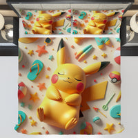 Pokemon Bedding 3D Pikachu Cute Sleep Bed Linen For Bedroom - Bedding Set & Quilt Set - Lusy Store LLC