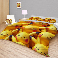 Pokemon Bedding 3D Pikachu Cute Sleep Bed Linen For Bedroom - Bedding Set & Quilt Set - Lusy Store LLC