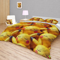 Pokemon Bedding 3D Pikachu Cute Sleep Bed Linen For Bedroom - Bedding Set & Quilt Set - Lusy Store LLC